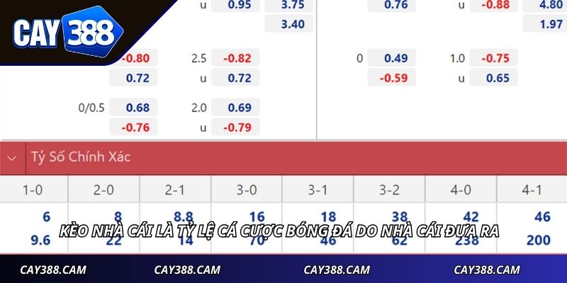 Kèo nhà cái là tỷ lệ cá cược bóng đá do nhà cái đưa ra